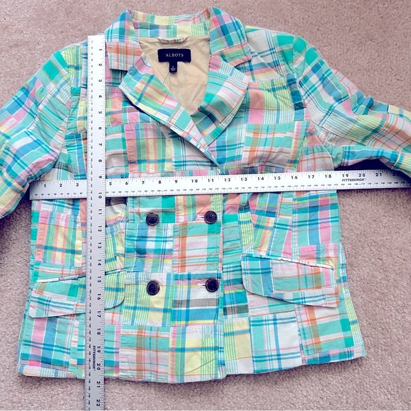 Talbots Double Breasted Madras Blazer - Picture 6 of 8